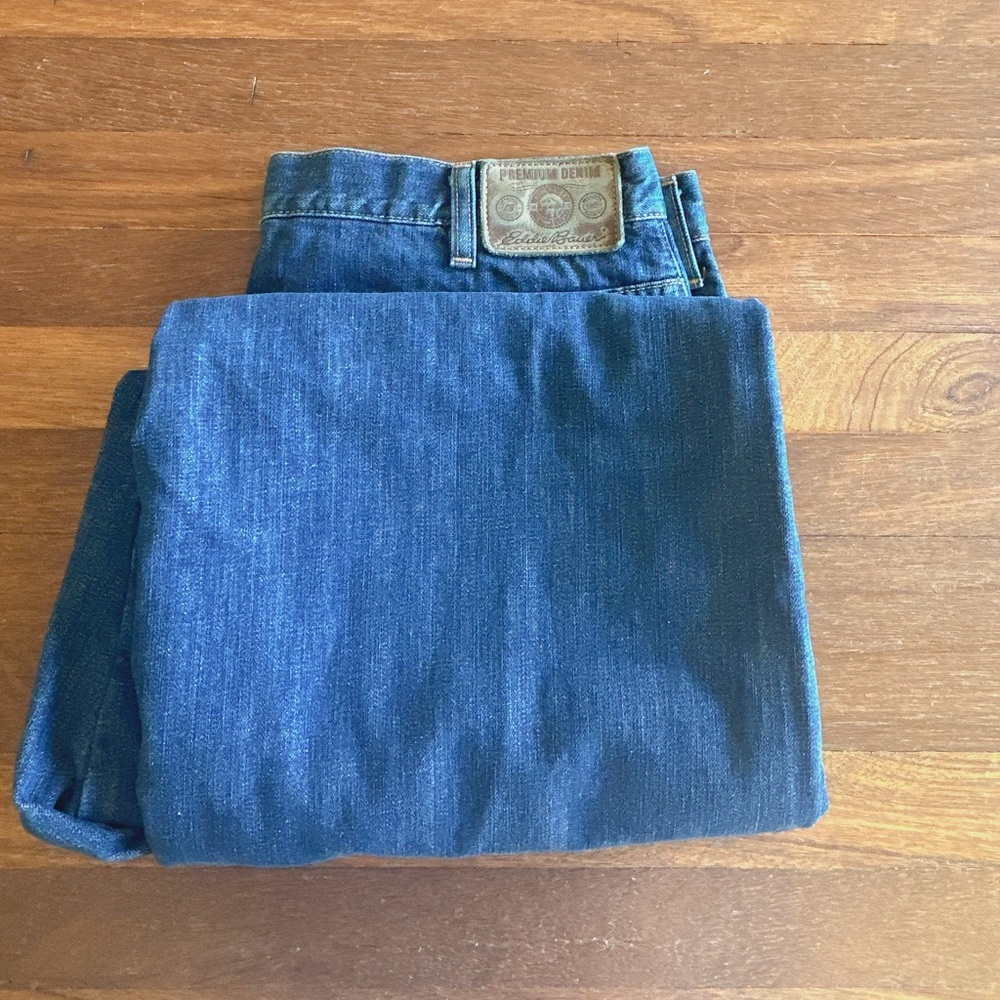 NWT Eddie Bauer Premium Denim Flannel Lined Jeans Men’s 36x30 Warm Straight Leg